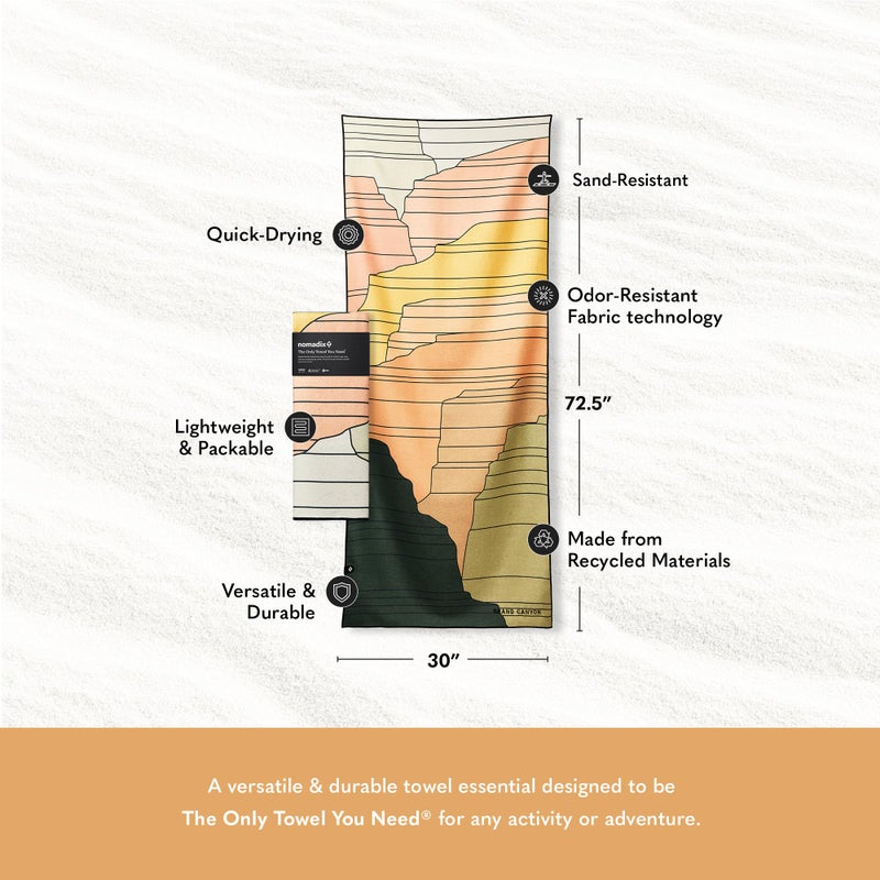 Nomadix Original Towel - Perfect for Beach, Pool, Travel, Camping, Yoga - Made with Recycled Materials - Super Absorbent - Sand Resistant - Grand Canyon National Park - 72.5x30 - Image 5